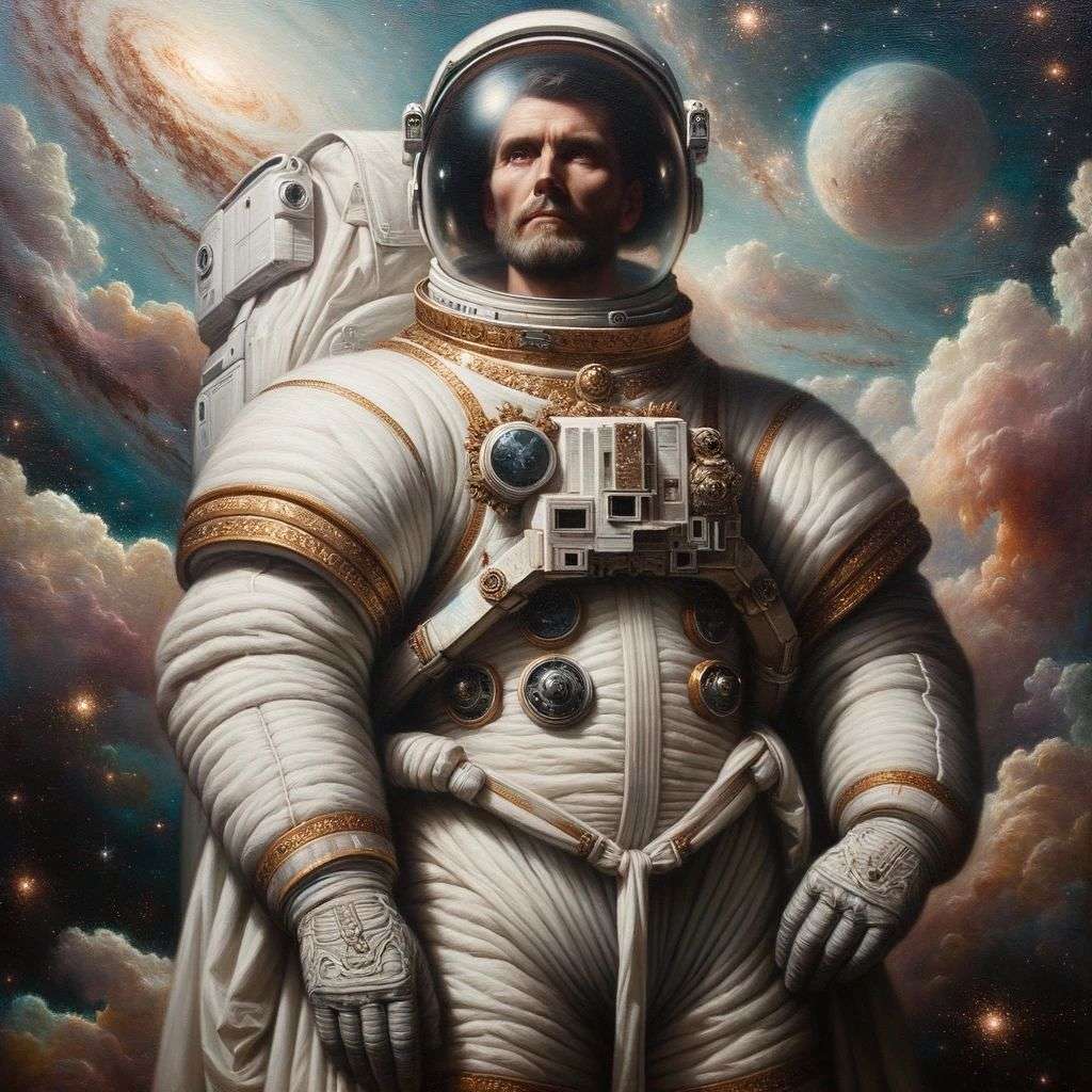 an astronaut, painting, renaissance style